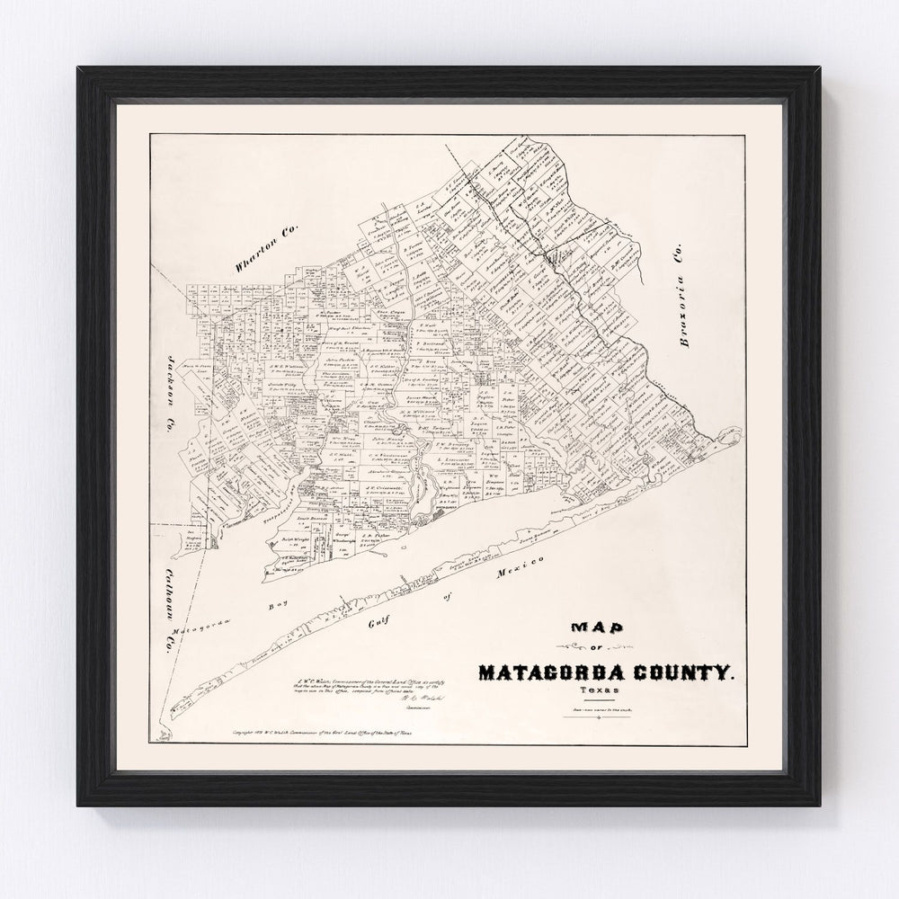Matagorda County Vintage Map 1879