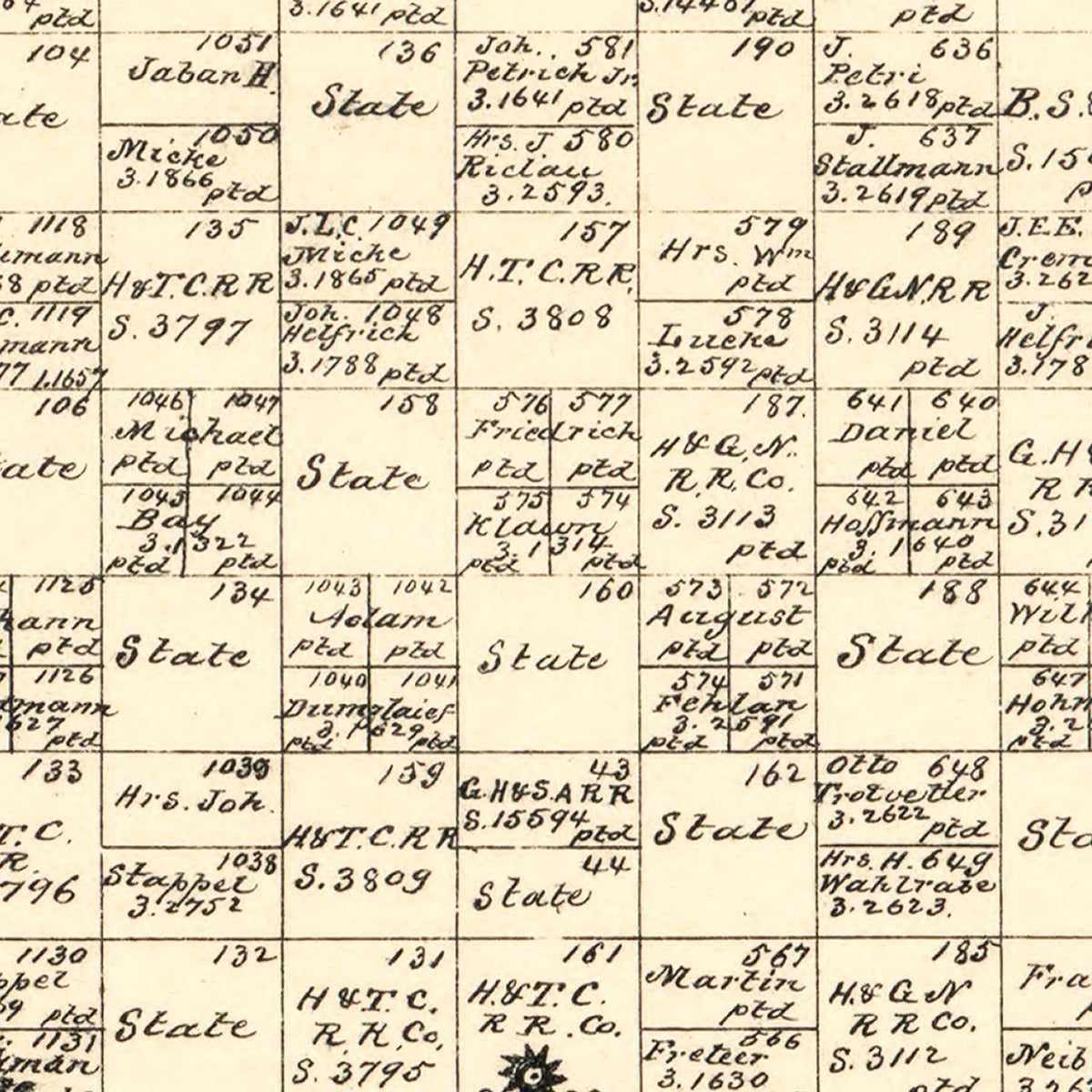 Restored historic details from the 1879 county map of McCulloch County, Texas