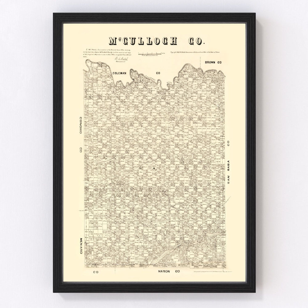 McCulloch County Vintage Map 1879