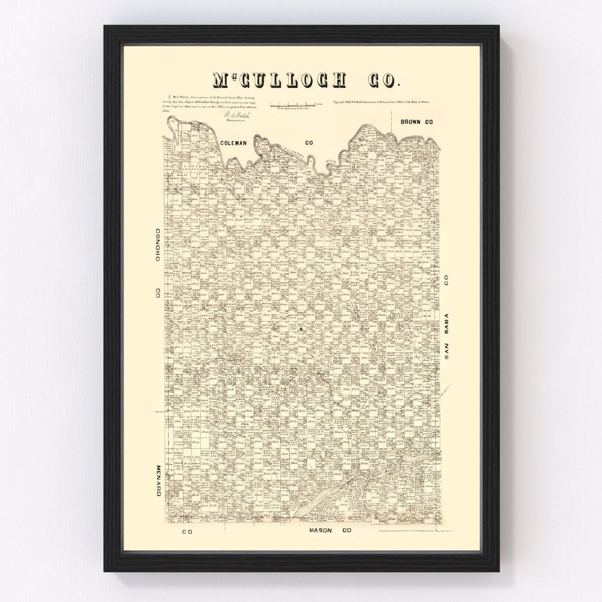 McCulloch County Vintage Map 1879