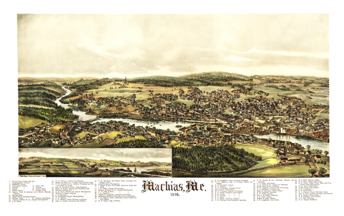 Preview of Vintage Map of Machias, Maine 1896