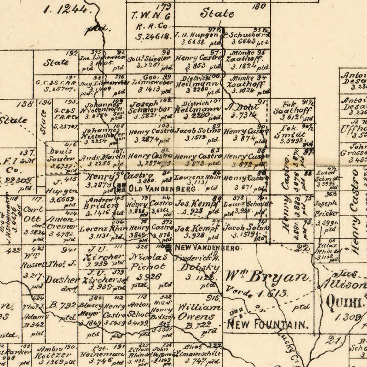 Restored historic details from the 1879 county map of Medina County, Texas