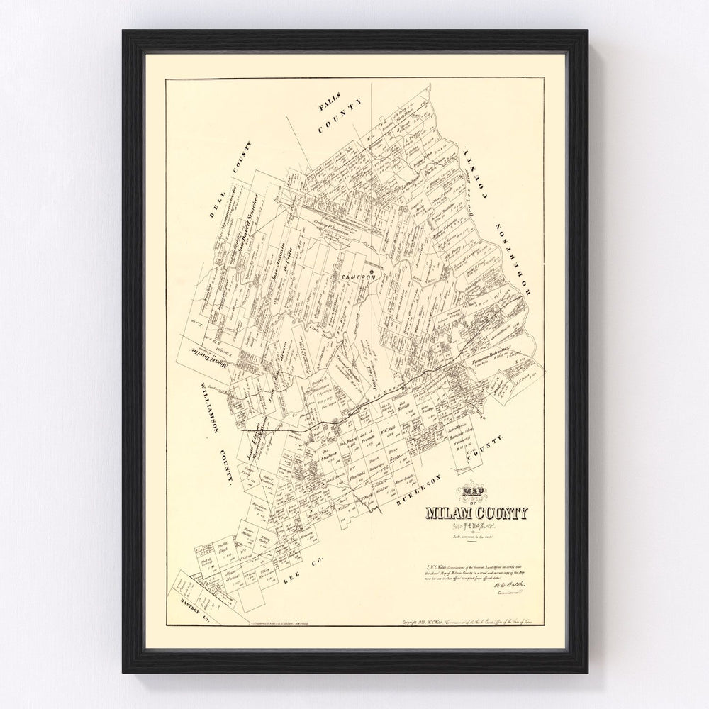 Milam County Vintage Map 1879