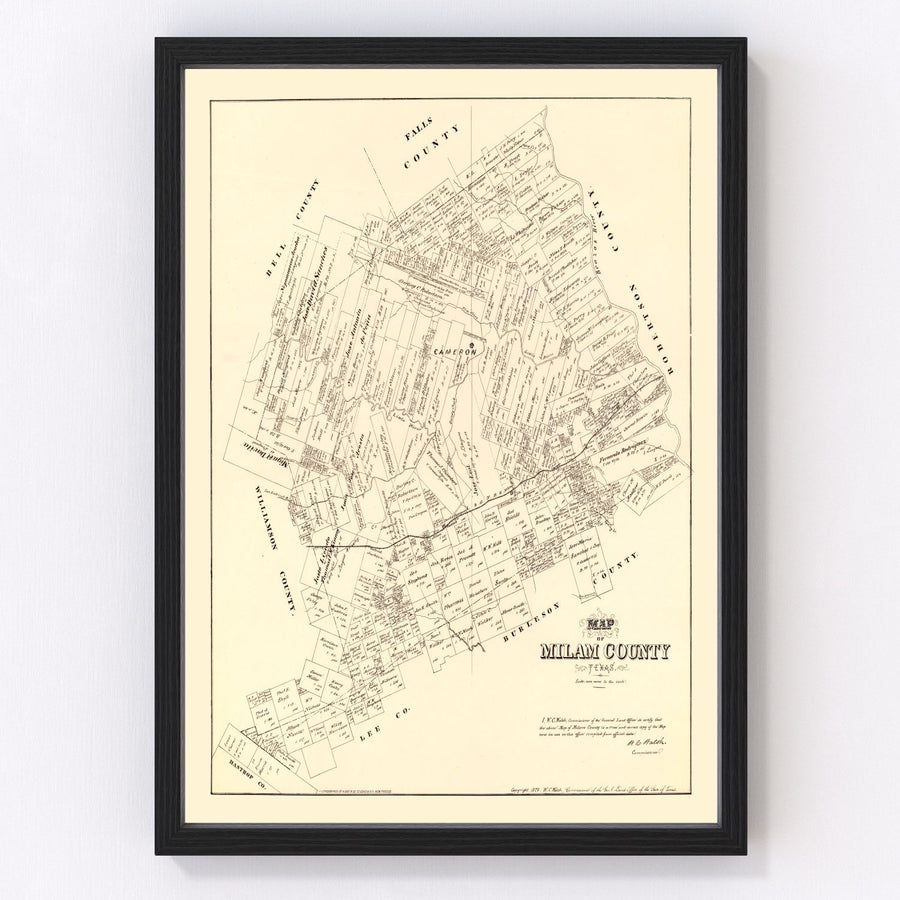 Milam County Vintage Map 1879