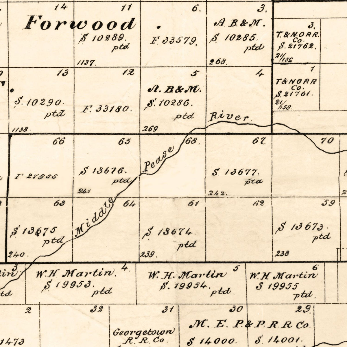 Restored historic details from the 1893 county map of Motley County, Texas