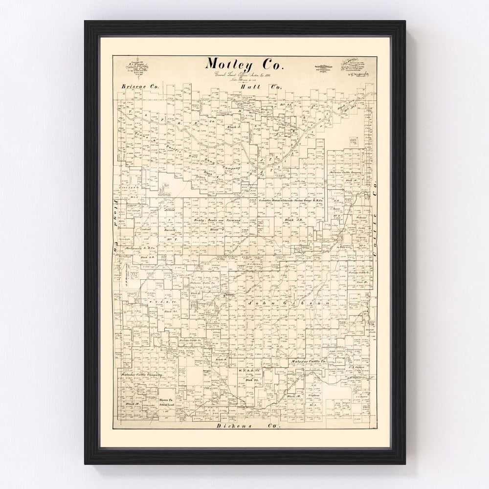 Motley County Vintage Map 1893