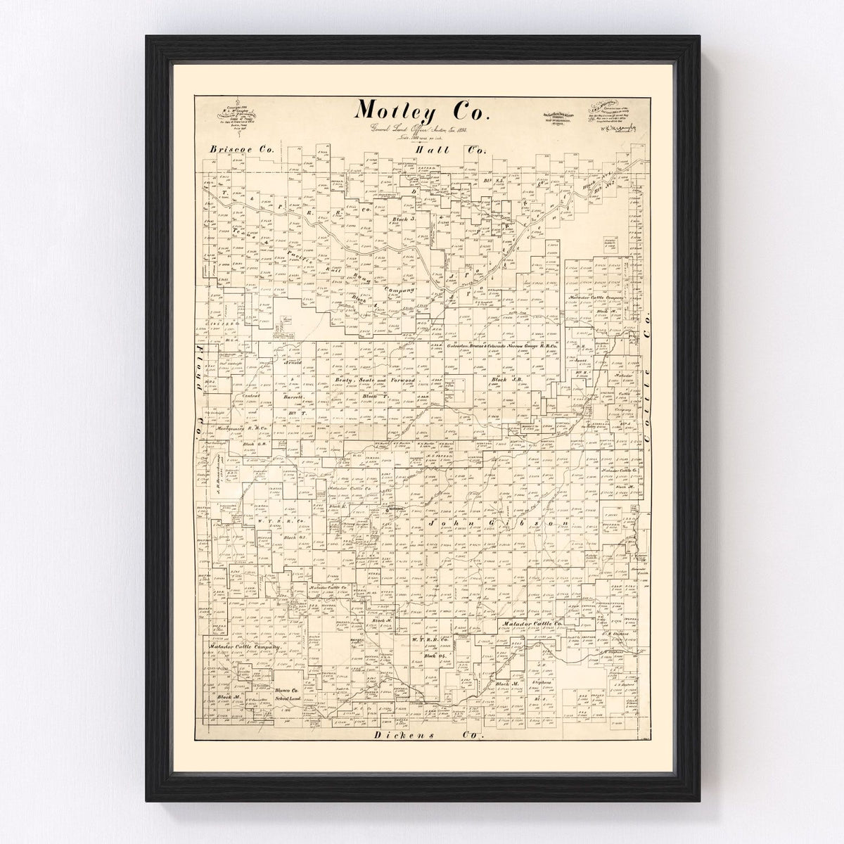 Motley County Vintage Map 1893