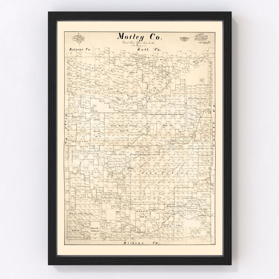 Motley County Vintage Map 1893