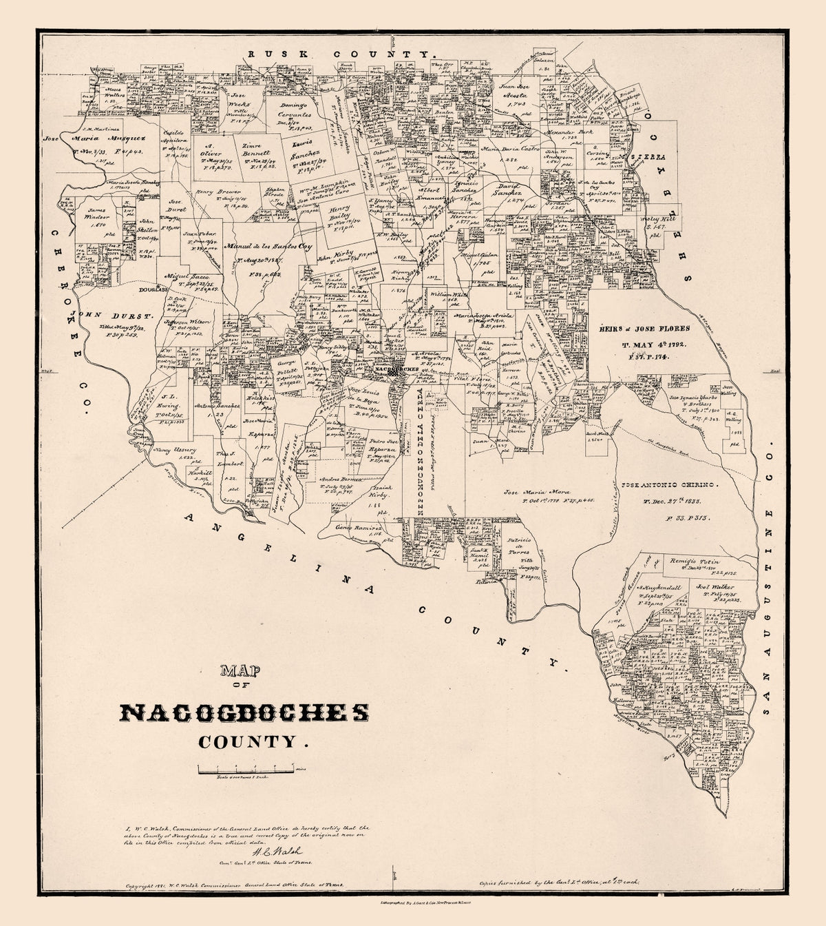 Preview of Vintage Map of Nacogdoches County, Texas 1881