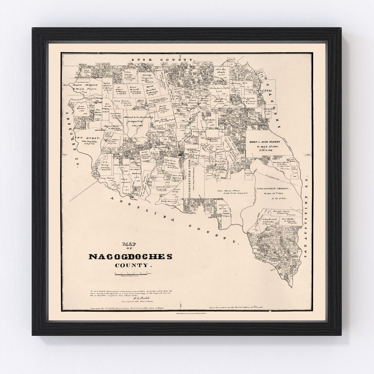Nacogdoches County Vintage Map 1881