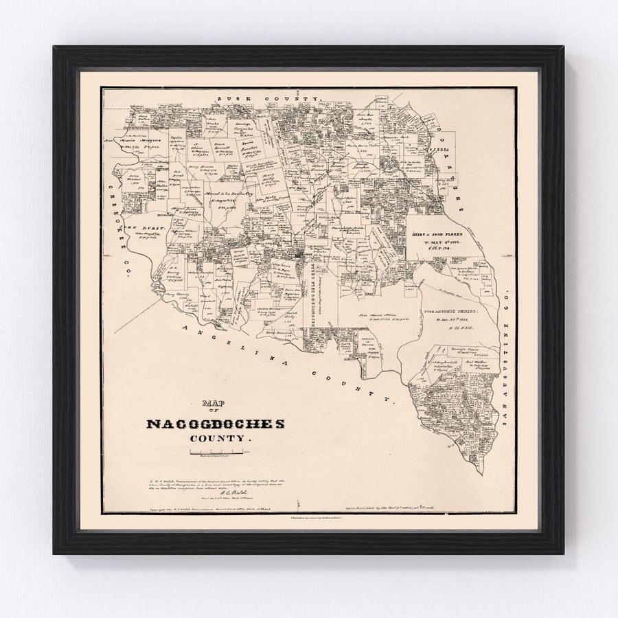 Nacogdoches County Vintage Map 1881