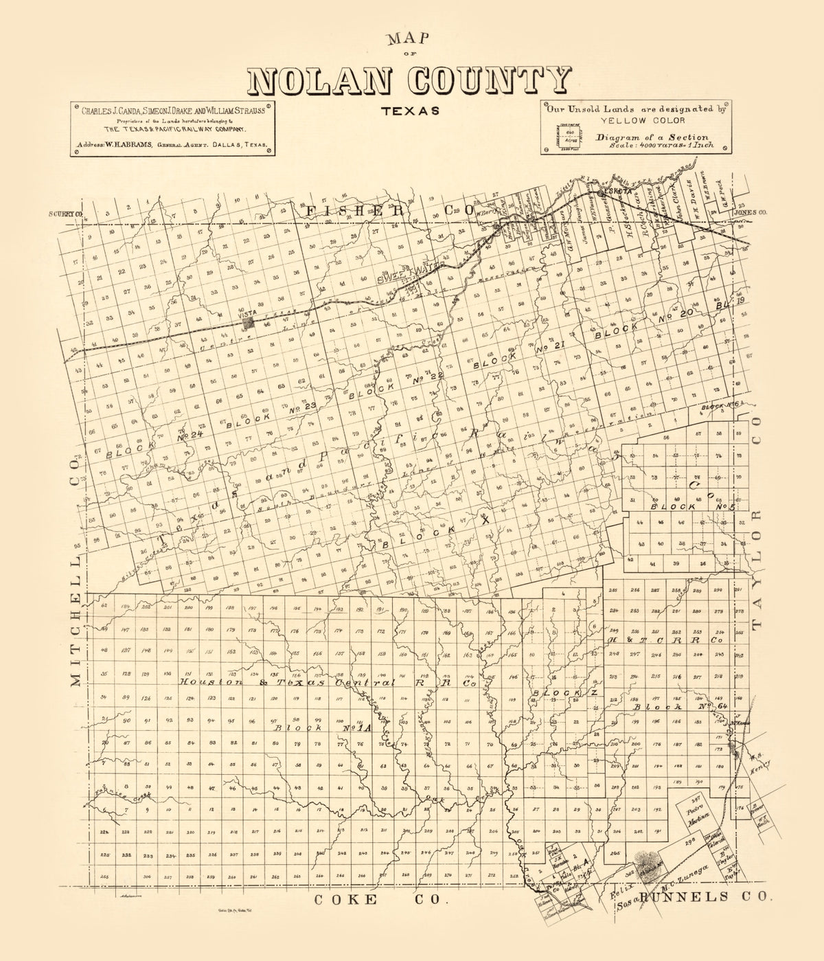 Preview of Vintage Map of Nolan County, Texas 1890