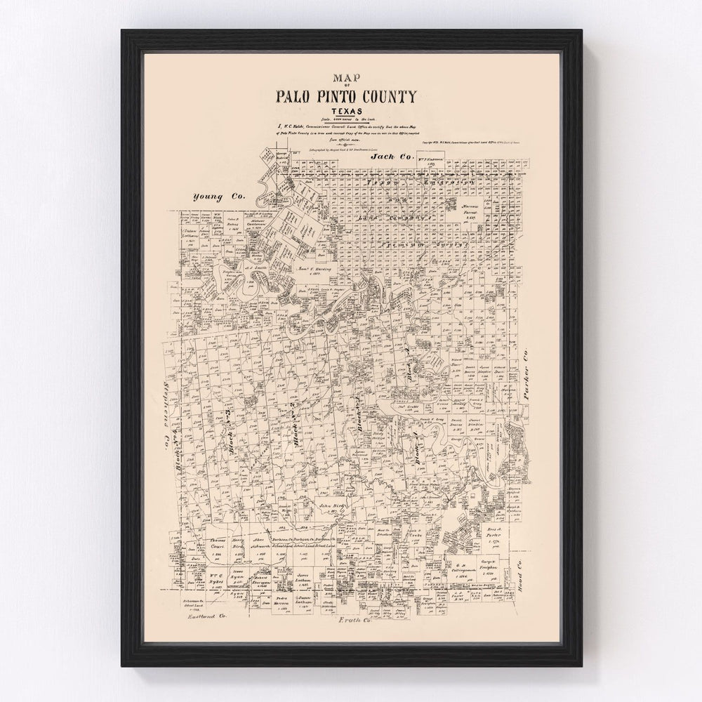 Palo Pinto County Vintage Map 1879