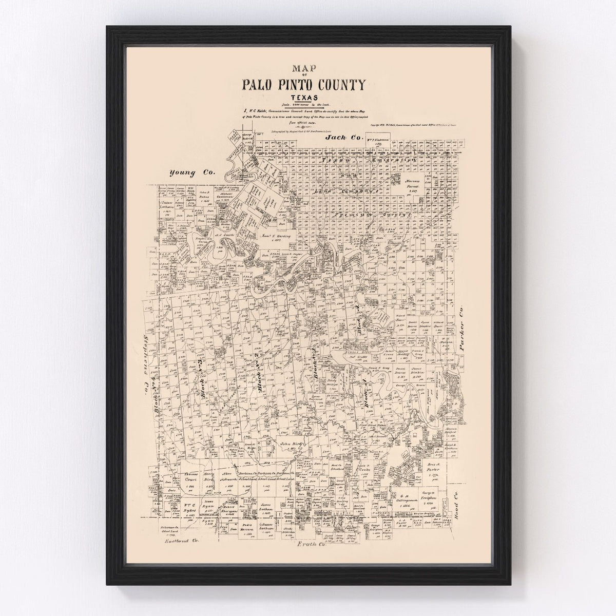 Palo Pinto County Vintage Map 1879