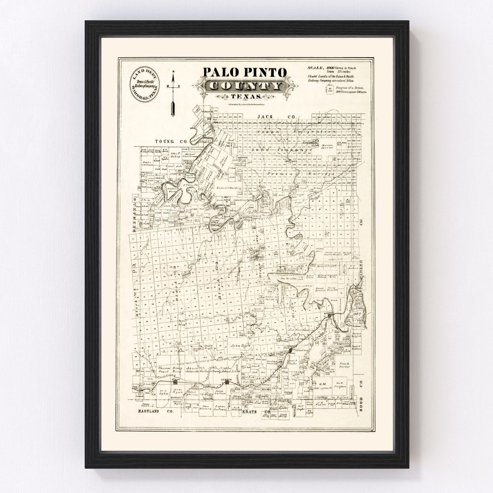 Palo Pinto County Vintage Map 1880