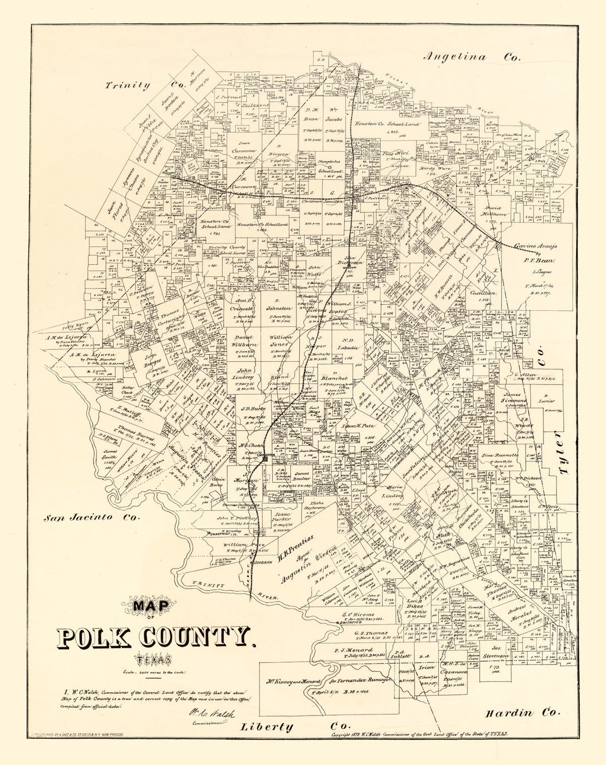 Preview of Vintage Map of Polk County, Texas 1879