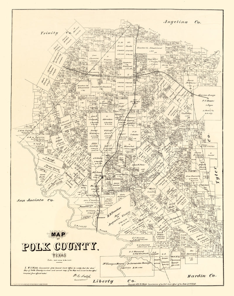 Size comparison using Vintage Map of Polk County, Texas 1879