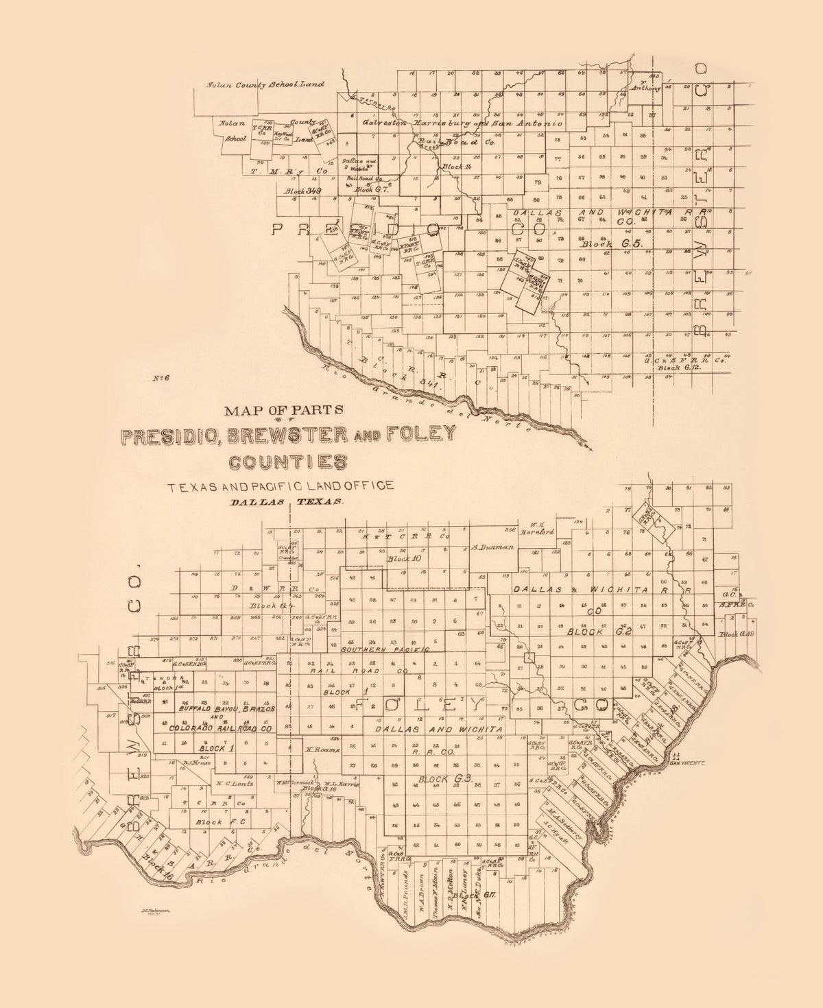 Preview of Vintage Map of Presidio County, Texas 1891