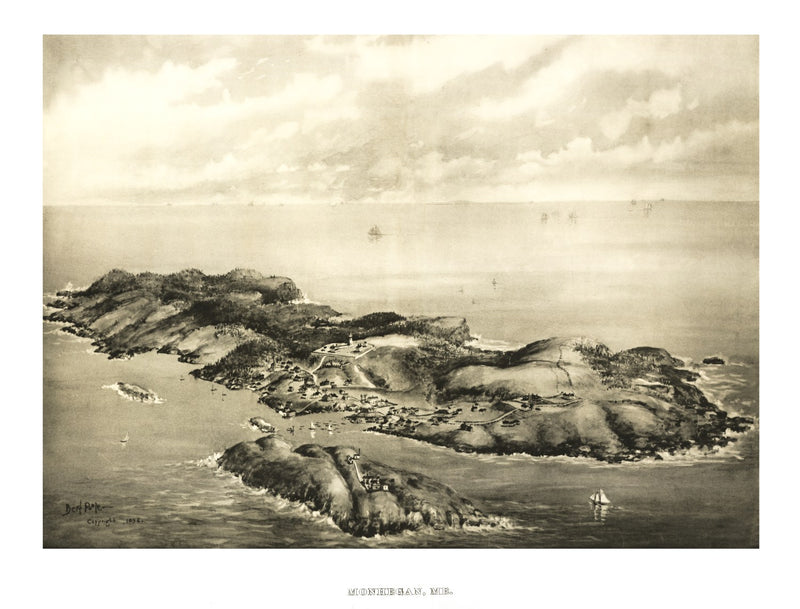 Size comparison using Vintage Map of Monhegan, Maine 1896