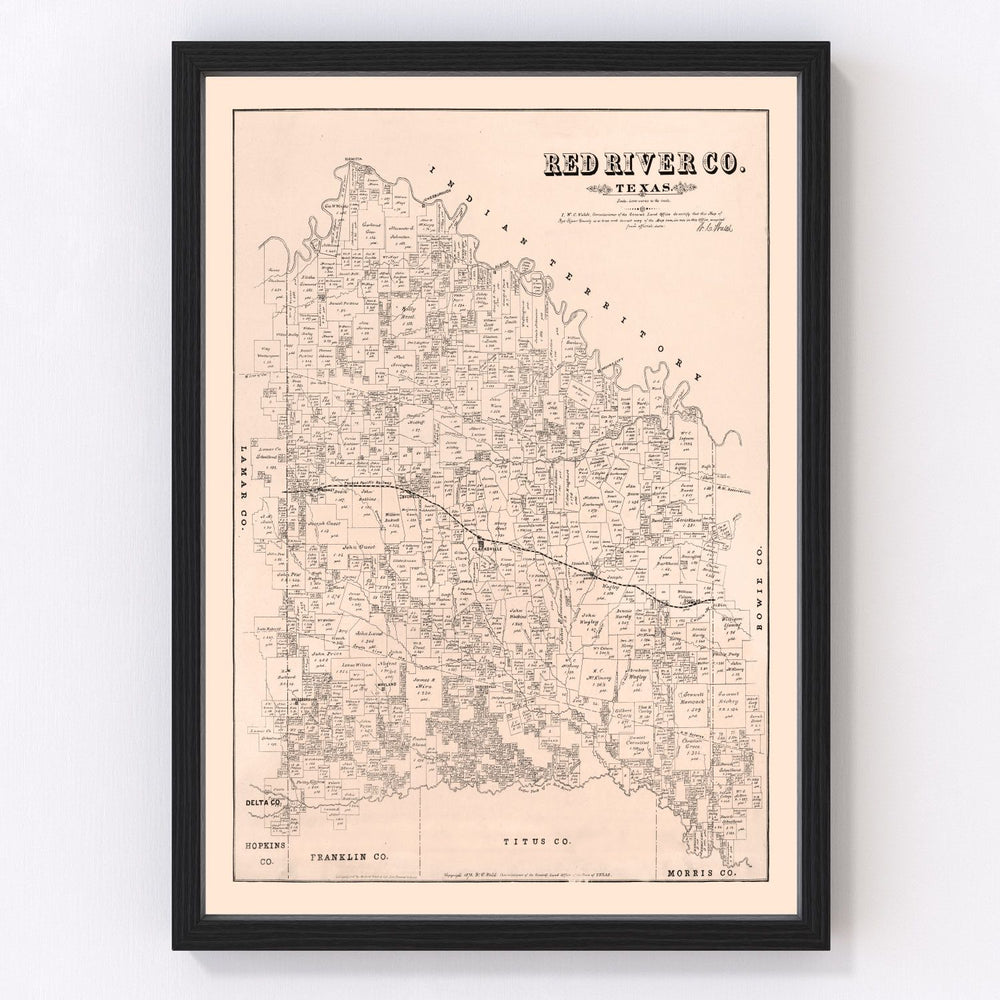 Red River County Vintage Map 1879
