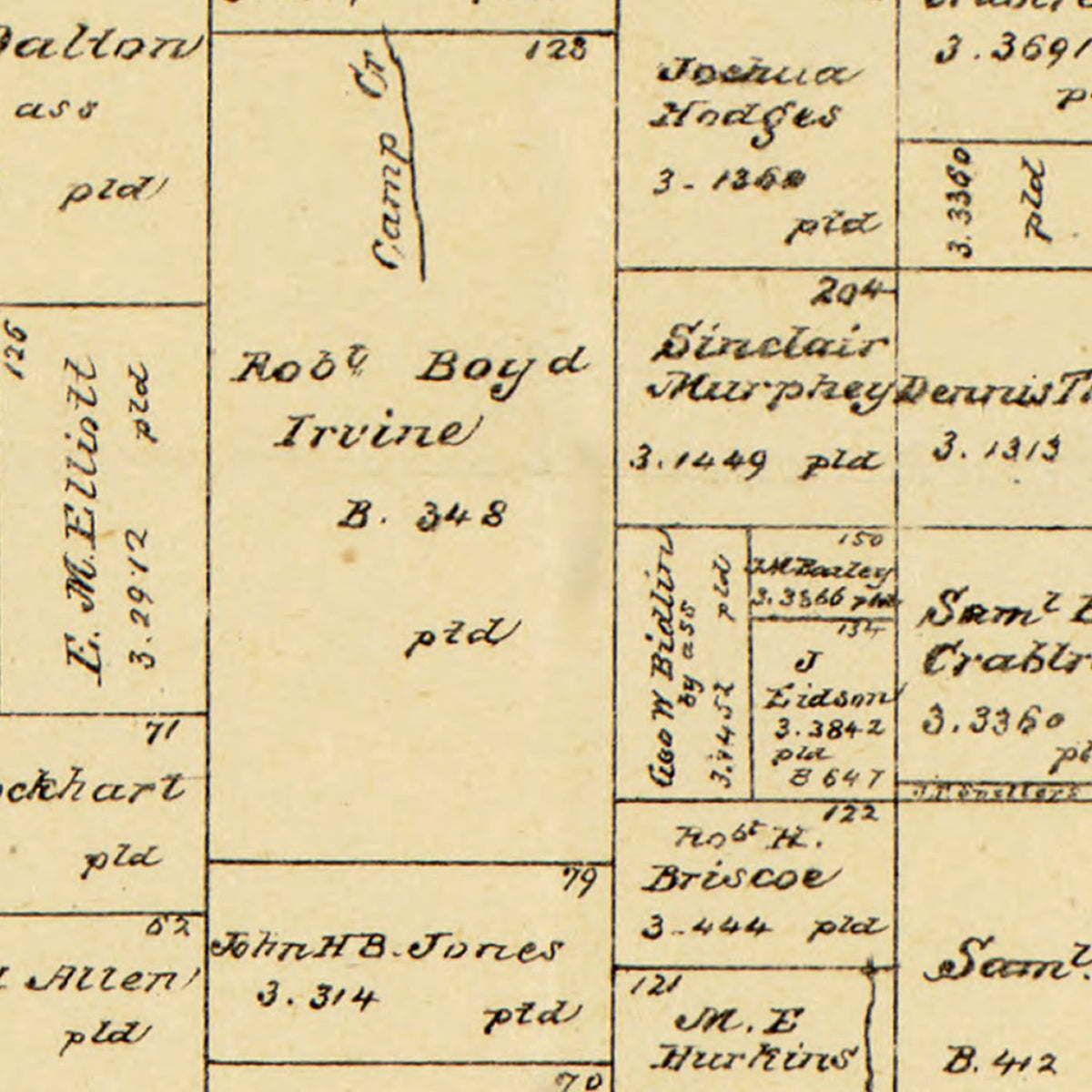 Restored historic details from the 1880 county map of Rockwall County, Texas