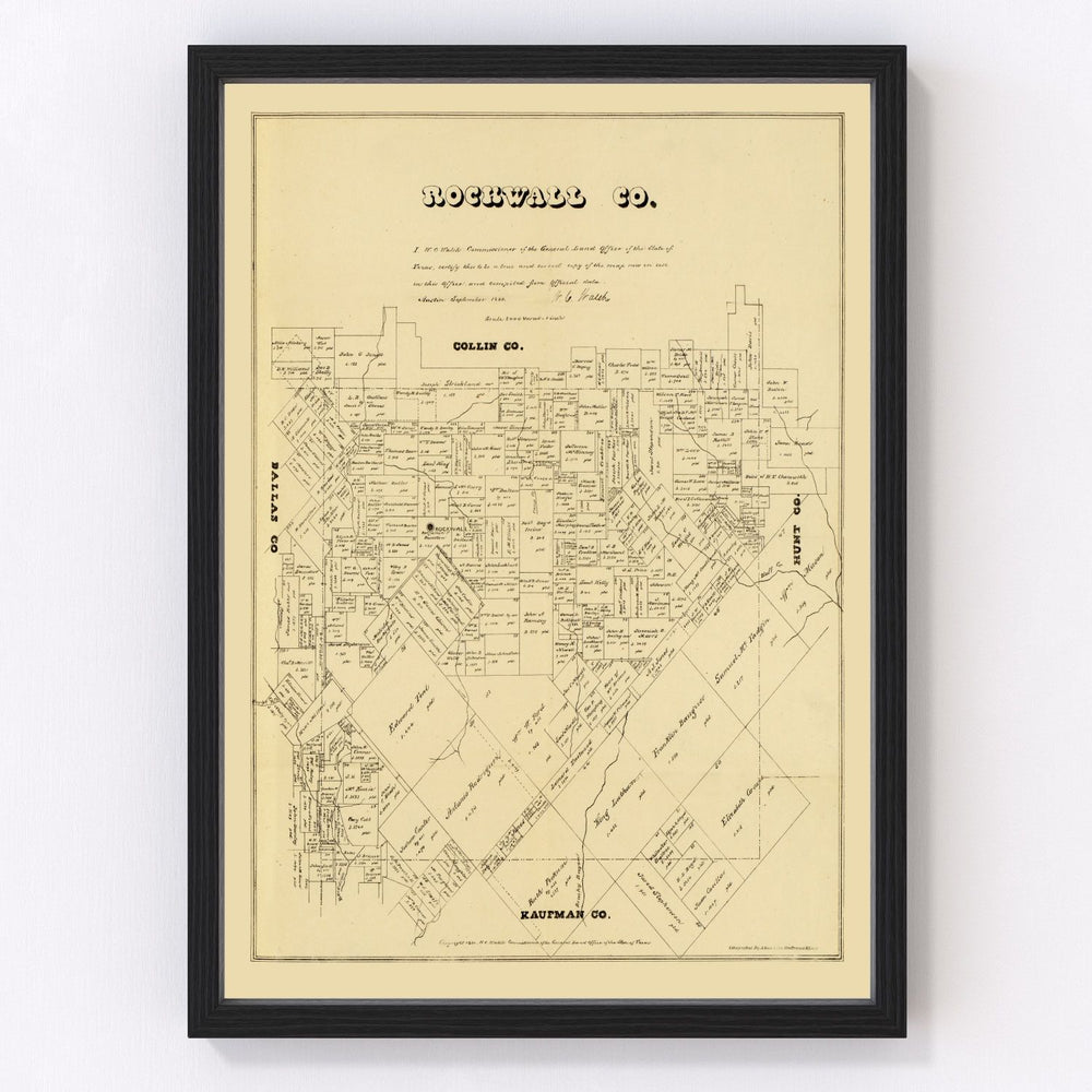Rockwall County Vintage Map 1880