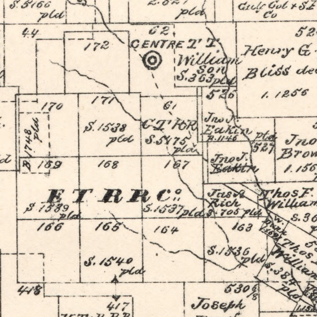 Restored historic details from the 1879 county map of Runnels County, Texas