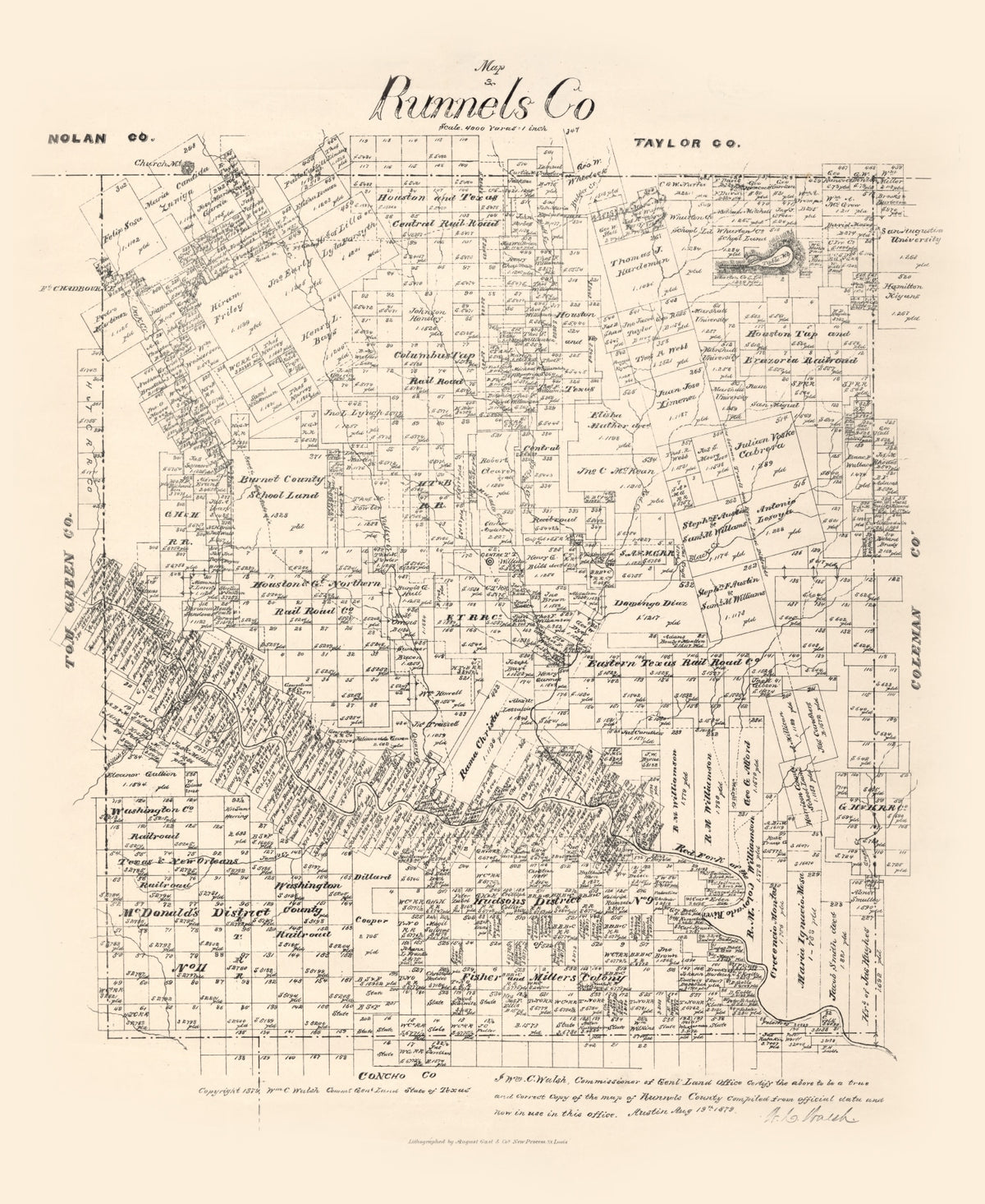 Preview of Vintage Map of Runnels County, Texas 1879