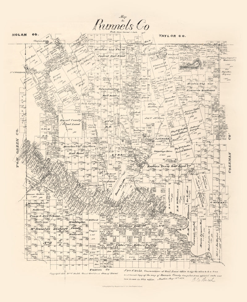 Size comparison using Vintage Map of Runnels County, Texas 1879