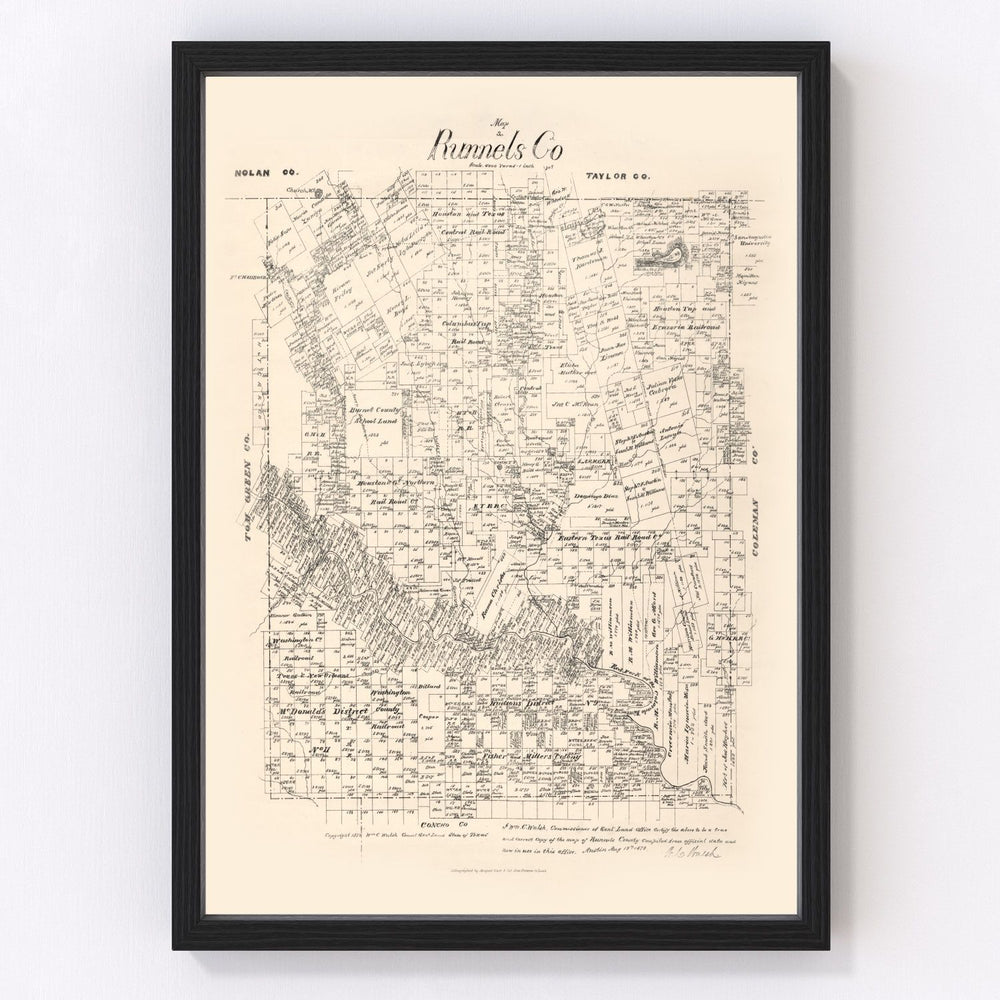 Runnels County Vintage Map 1879