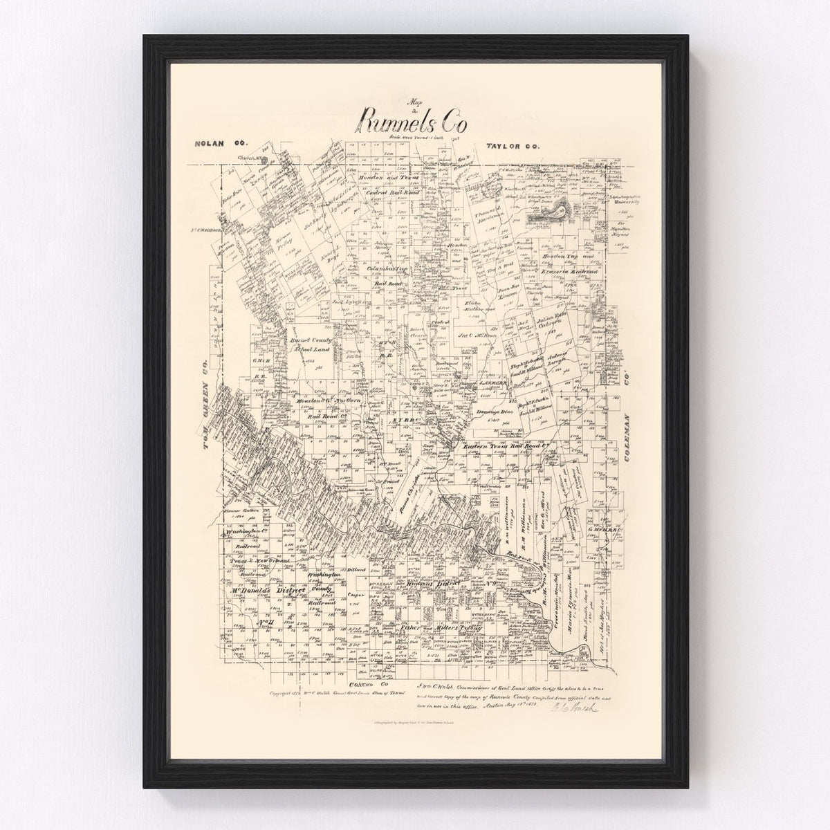 Runnels County Vintage Map 1879