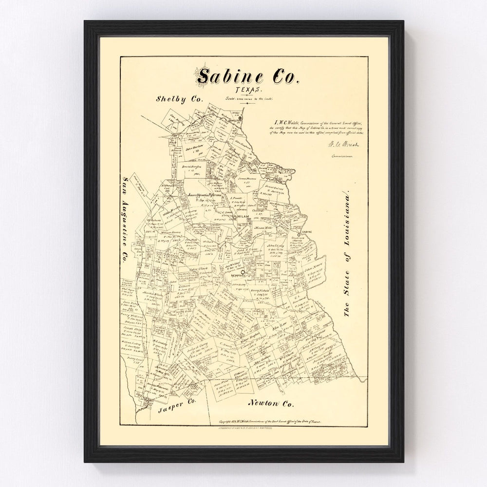Sabine County Vintage Map 1879