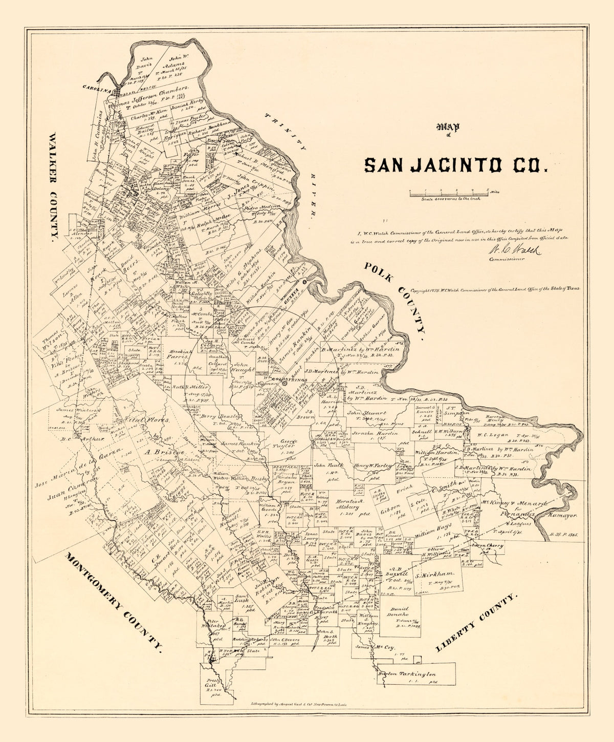 Preview of Vintage Map of San Jacinto County, Texas 1879
