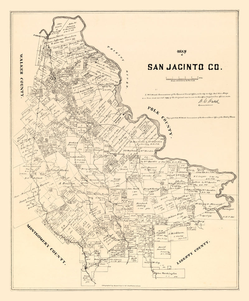 Size comparison using Vintage Map of San Jacinto County, Texas 1879