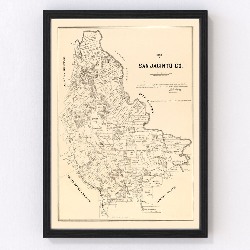 San Jacinto County Vintage Map 1879