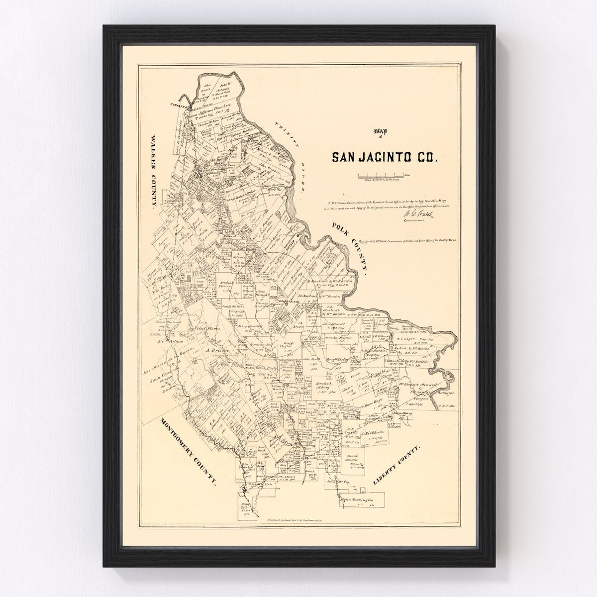 San Jacinto County Vintage Map 1879
