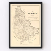 San Jacinto County Vintage Map 1879
