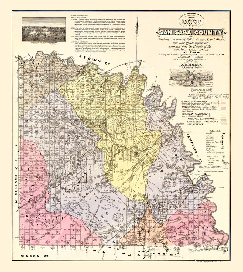 Size comparison using Vintage Map of San Saba County, Texas 1876