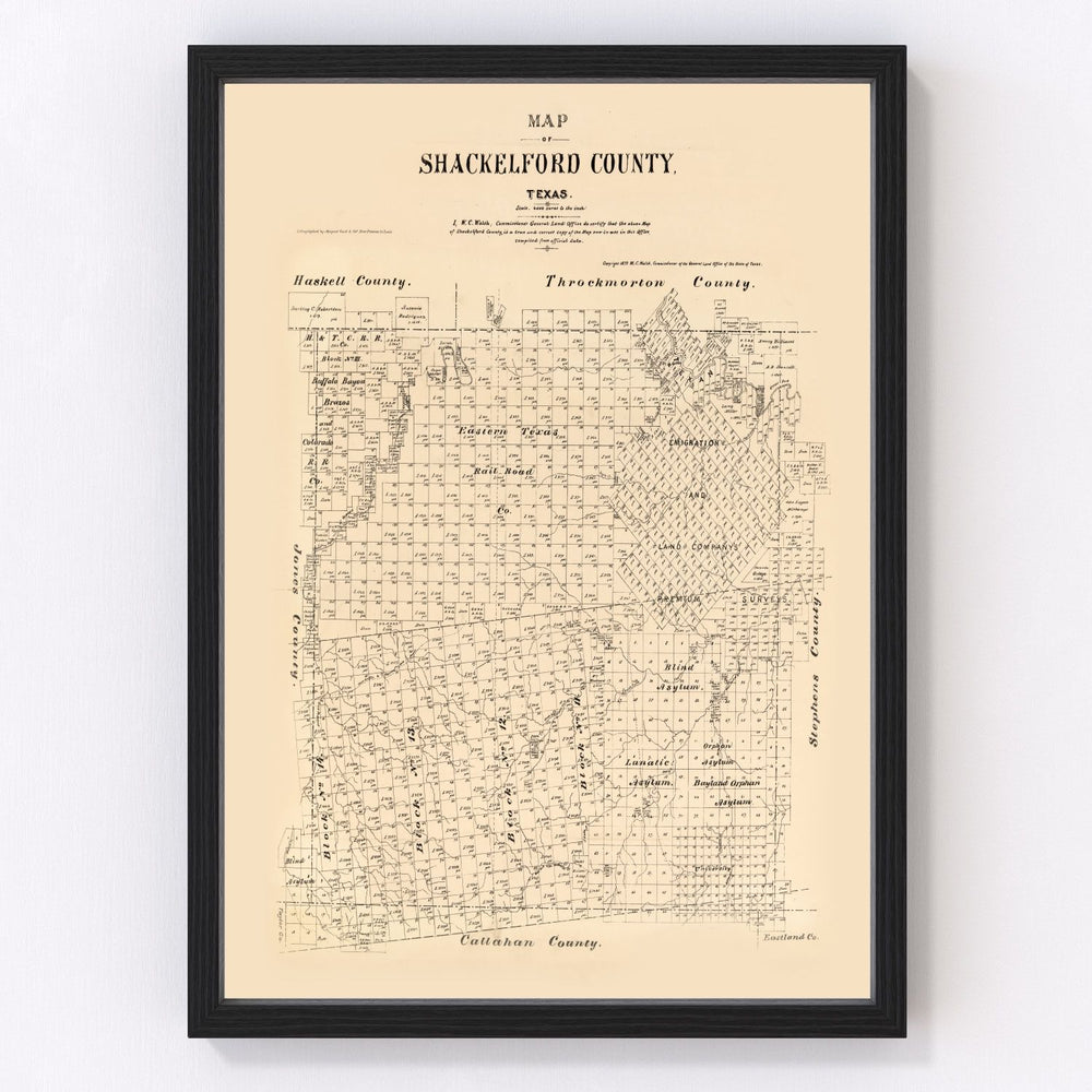 Shackelford County Vintage Map 1879