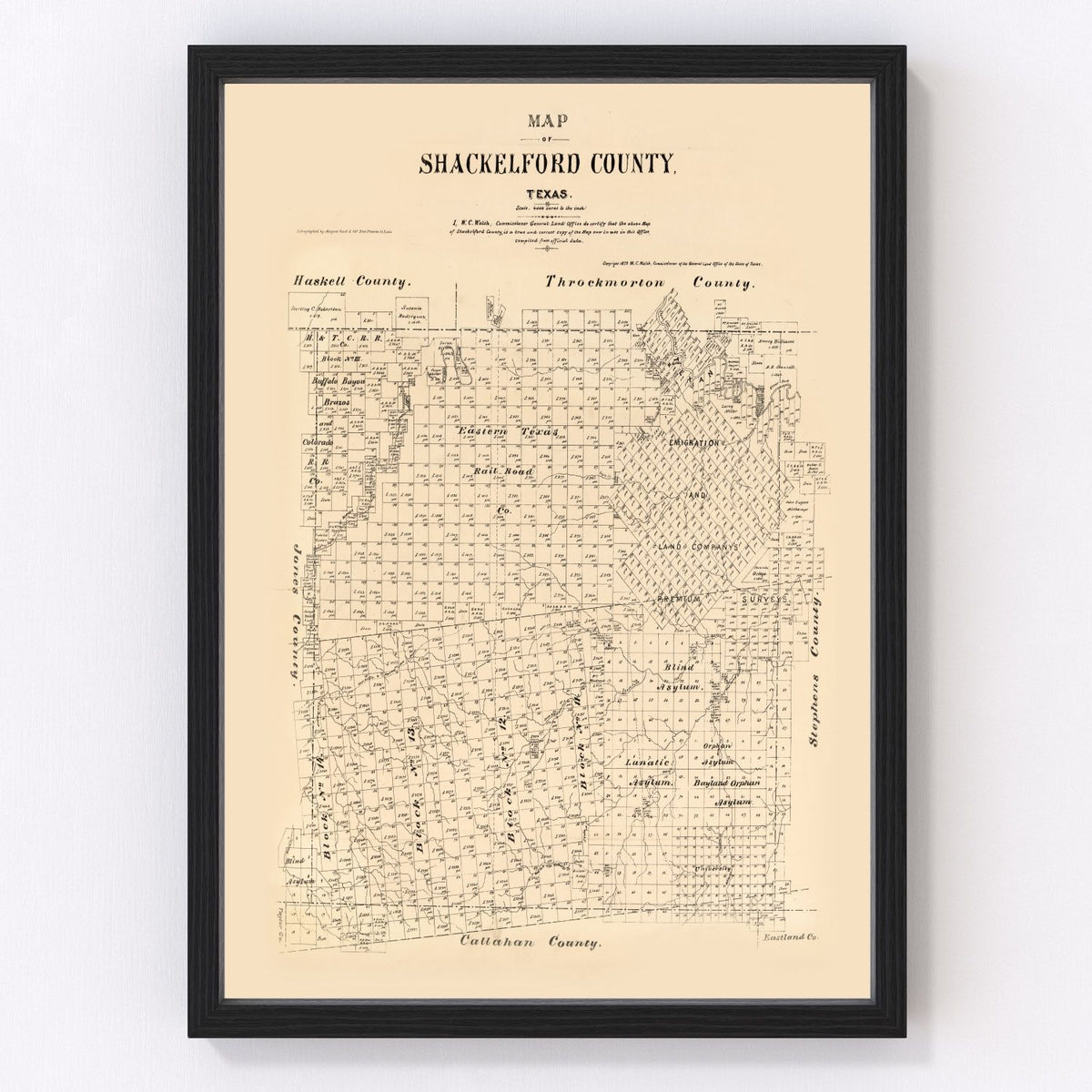 Shackelford County Vintage Map 1879