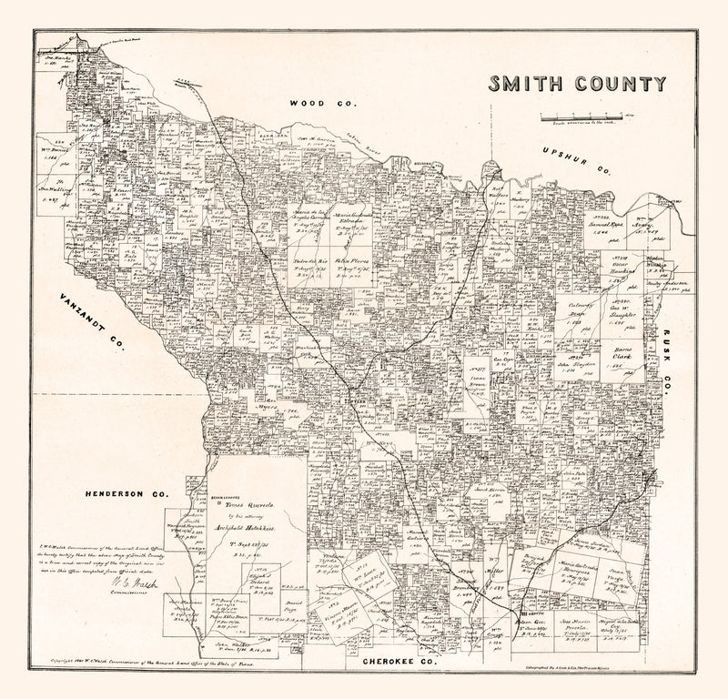 Size comparison using Vintage Map of Smith County, Texas 1880