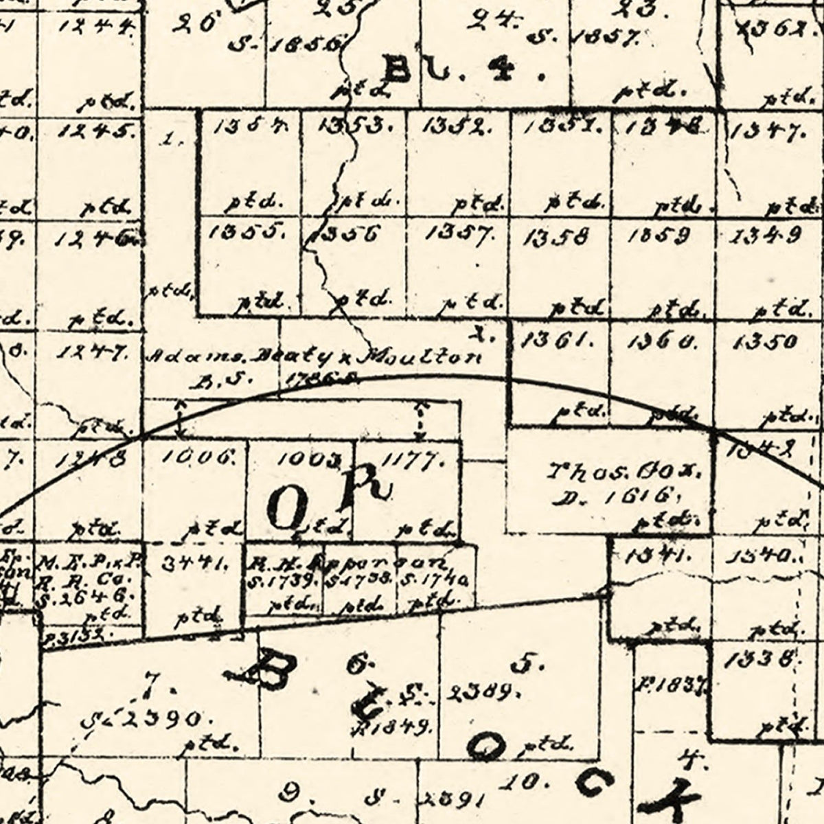 Restored historic details from the 1879 county map of Stephens County, Texas