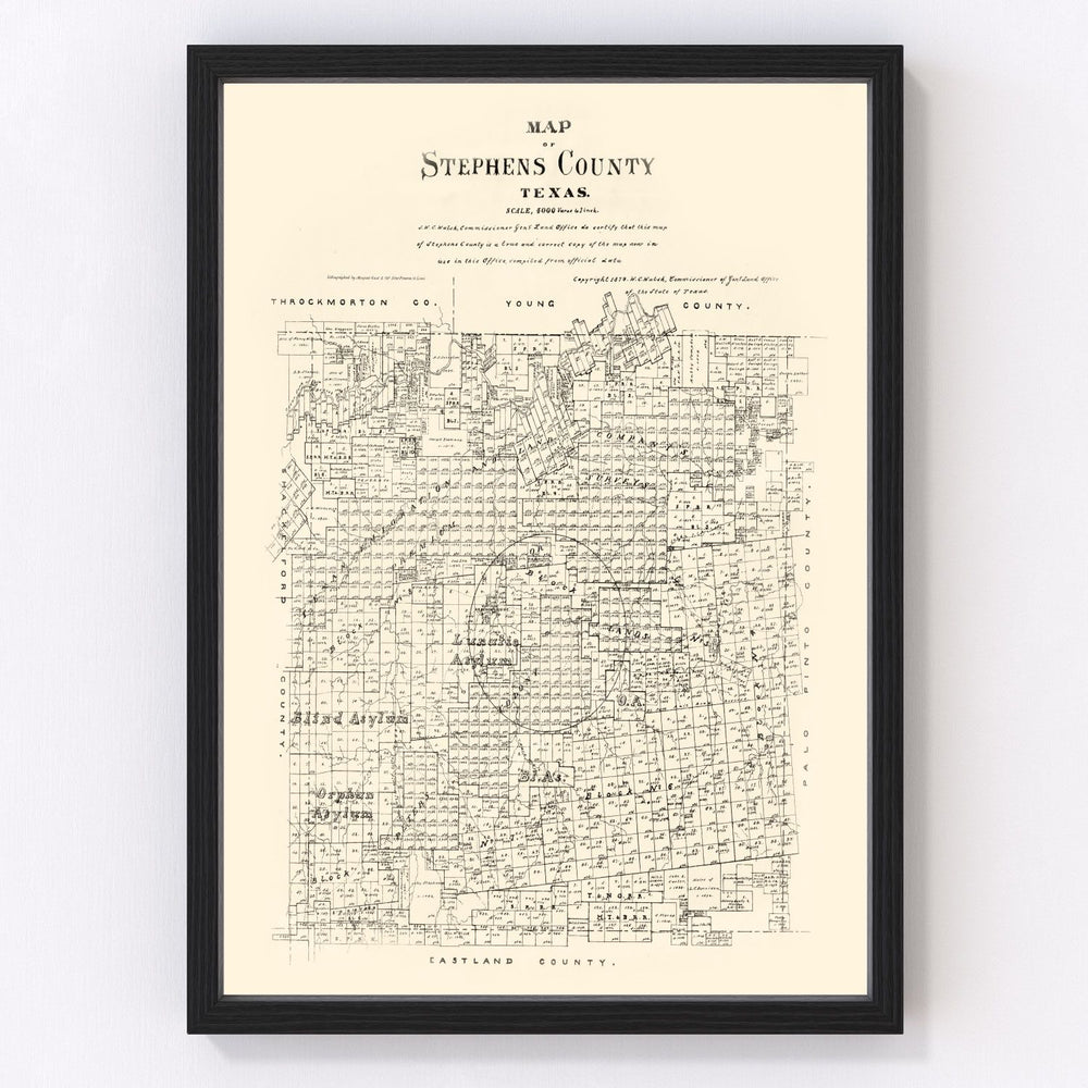 Stephens County Vintage Map 1879
