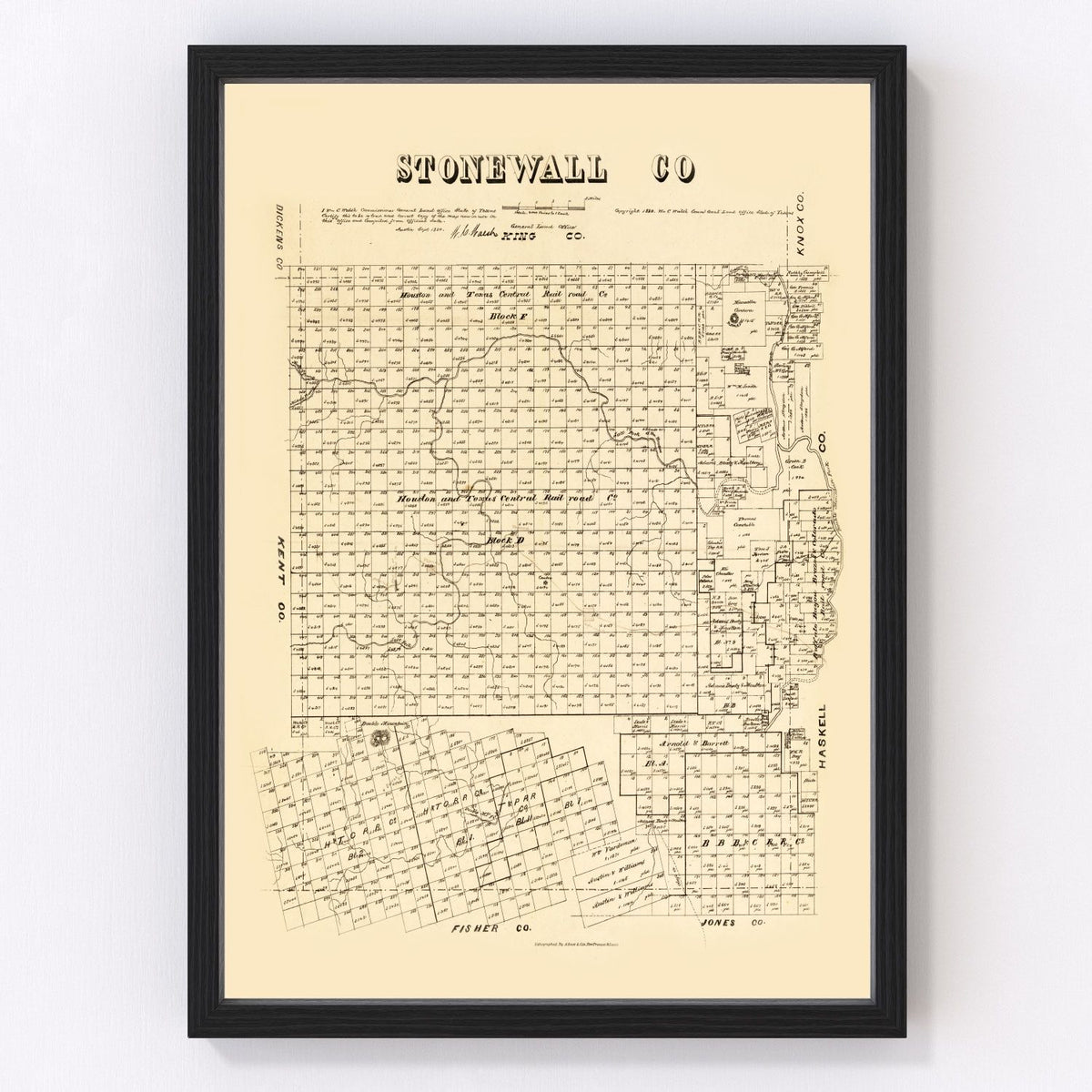Stonewall County Vintage Map 1880