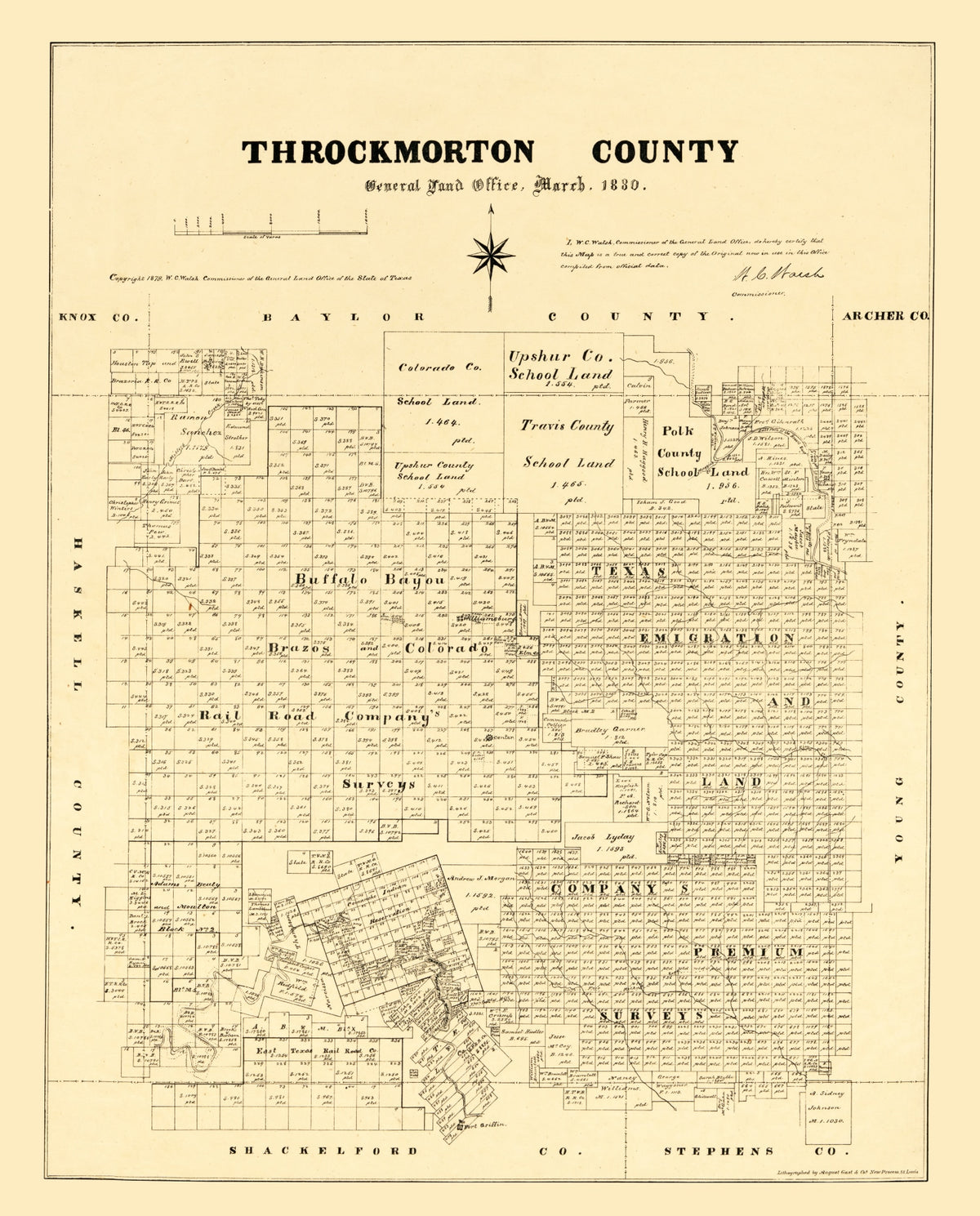 Preview of Vintage Map of Throckmorton County, Texas 1879
