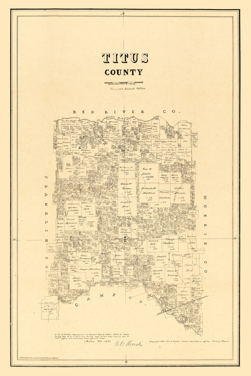 Size comparison using Vintage Map of Titus County, Texas 1880
