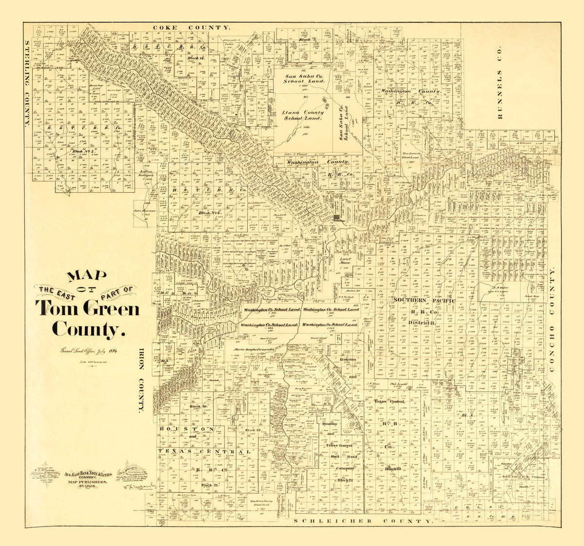 Preview of Vintage Map of Tom Green County, Texas 1893