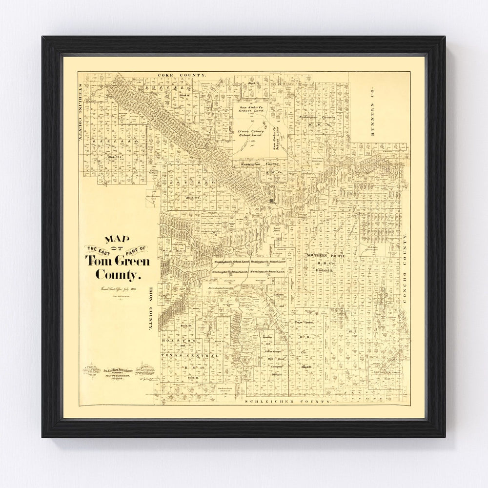 Tom Green County Vintage Map 1893