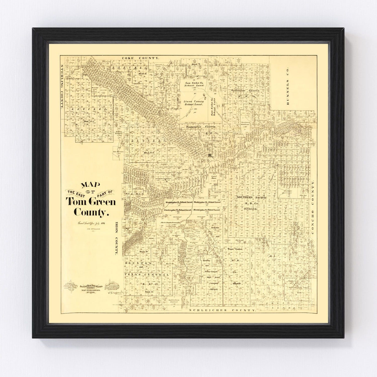 Tom Green County Vintage Map 1893