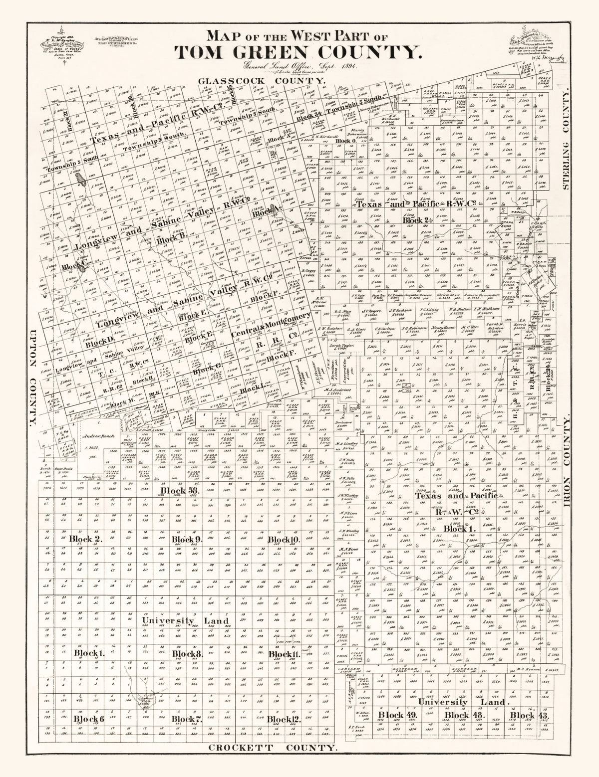 Preview of Vintage Map of Tom Green County, Texas 1894